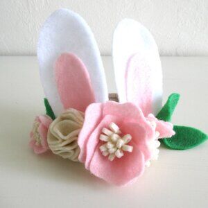 New Born Easter Bunny Felt Flower Headband
